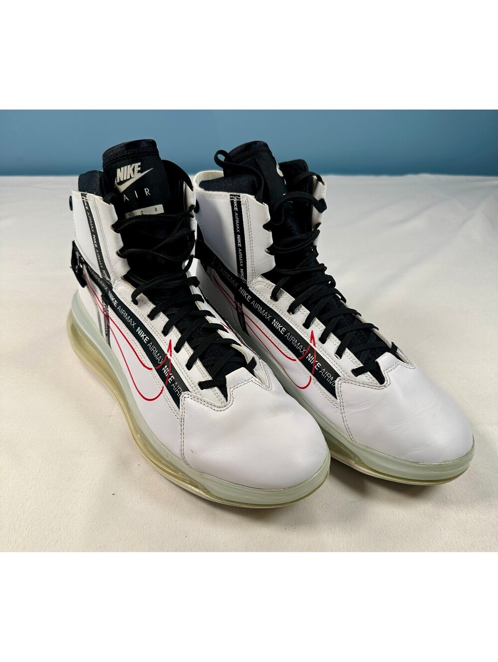 Nike Air Max 720 Saturn White Black Red Men's Size 10.5 High Top AO2110-100